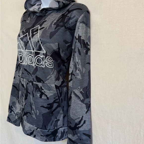I-37 Adidas Gray‎ Camo Long Sleeve Pullover Hoodie Size XL - Picture 9 of 16